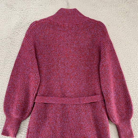 Draper James Sweater Jacket Womens XS Marled Red Purple Long Cardigan Turtleneck - Picture 9 of 11